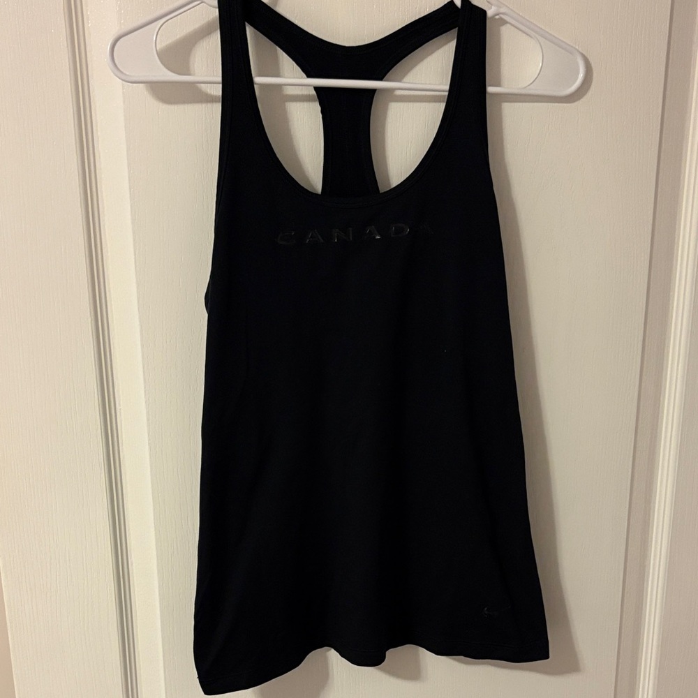 Nike Women's Black Tank Top with Canada Print